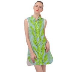 Background Leaves Branch Seamless Sleeveless Shirt Dress