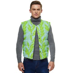 Background Leaves Branch Seamless Men s Button Up Puffer Vest	 by Ravend