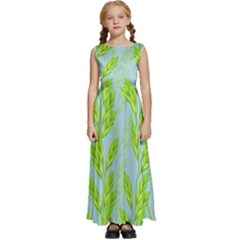 Background Leaves Branch Seamless Kids  Satin Sleeveless Maxi Dress by Ravend