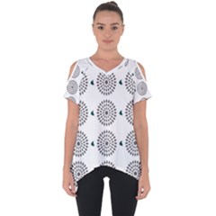 Floral Art Pattern Design Cut Out Side Drop T-shirt