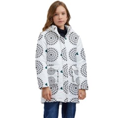 Floral Art Pattern Design Kids  Hooded Longline Puffer Jacket by Ravend