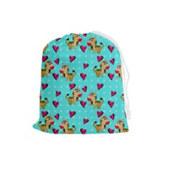 Cat Love Pattern Drawstring Pouch (large)