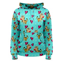 Cat Love Pattern Women s Pullover Hoodie