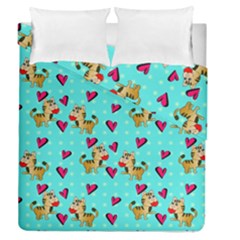 Cat Love Pattern Duvet Cover Double Side (queen Size)