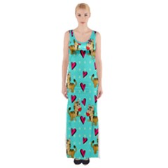 Cat Love Pattern Thigh Split Maxi Dress