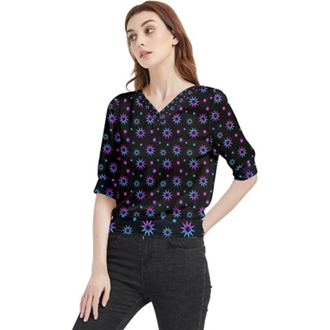 Stars Pattern Art Design Quarter Sleeve Blouse by Ravend