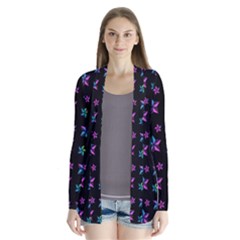 Stars Pattern Art Design Wallpaper Drape Collar Cardigan