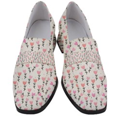 Flowers Pattern Decoration Design Women s Chunky Heel Loafers by Ravend