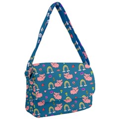 Flowers Pink Pig Piggy Seamless Courier Bag