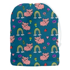 Flowers Pink Pig Piggy Seamless Drawstring Pouch (3xl) by Ravend