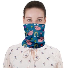 Flowers Pink Pig Piggy Seamless Face Covering Bandana (adult) by Ravend