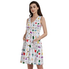 Snail Butterfly Pattern Seamless Sleeveless Dress With Pocket by Ravend