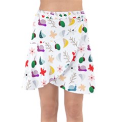 Snail Butterfly Pattern Seamless Wrap Front Skirt