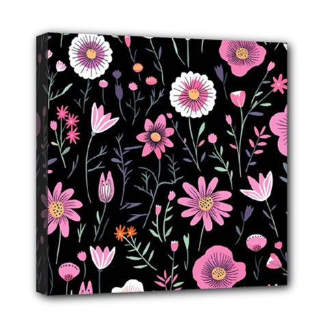 Flowers Pattern Mini Canvas 8  X 8  (stretched)