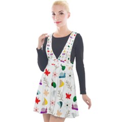 Snail Butterfly Pattern Seamless Plunge Pinafore Velour Dress