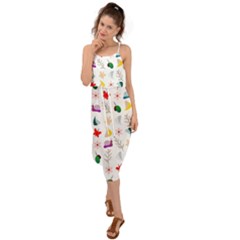 Snail Butterfly Pattern Seamless Waist Tie Cover Up Chiffon Dress