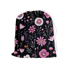 Flowers Pattern Drawstring Pouch (xl)