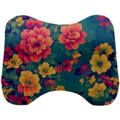 Floral Art Flowers Textile Head Support Cushion