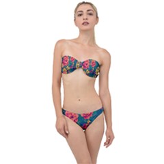 Floral Art Flowers Textile Classic Bandeau Bikini Set