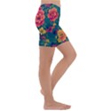 Floral Art Flowers Textile Kids  Lightweight Velour Capri Yoga Leggings View3