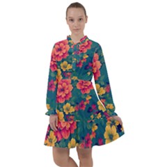 Floral Art Flowers Textile All Frills Chiffon Dress