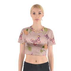 Butterfly Background Pattern Texture Cotton Crop Top