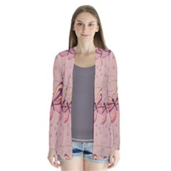Butterfly Background Pattern Texture Drape Collar Cardigan