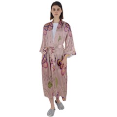 Butterfly Background Pattern Texture Maxi Satin Kimono by Ravend