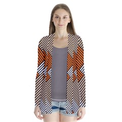 Abstract Pattern Line Art Design Decoration Drape Collar Cardigan