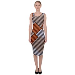 Abstract Pattern Line Art Design Decoration Sleeveless Pencil Dress