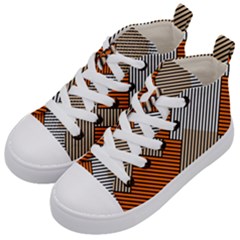 Abstract Pattern Line Art Design Decoration Kids  Mid-top Canvas Sneakers by Ravend