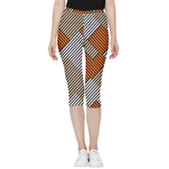 Abstract Pattern Line Art Design Decoration Inside Out Lightweight Velour Capri Leggings  by Ravend