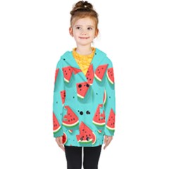 Watermelon Fruit Slice Kids  Double Breasted Button Coat