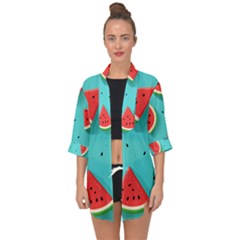 Watermelon Fruit Slice Open Front Chiffon Kimono