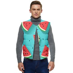 Watermelon Fruit Slice Men s Button Up Puffer Vest	