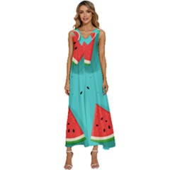 Watermelon Fruit Slice V-neck Sleeveless Loose Fit Overalls by Ravend