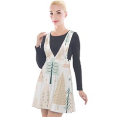 Trees Christmas Plunge Pinafore Velour Dress