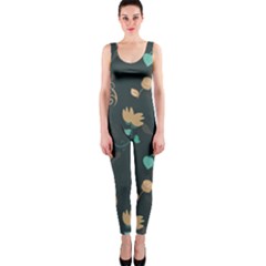 Flowers Leaves Pattern Seamless One Piece Catsuit