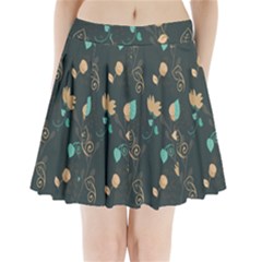 Flowers Leaves Pattern Seamless Pleated Mini Skirt