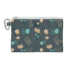 Flowers Leaves Pattern Seamless Canvas Cosmetic Bag (large)