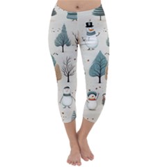 Snowman Snow Christmas Capri Winter Leggings  by Ravend