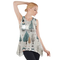 Snowman Snow Christmas Side Drop Tank Tunic