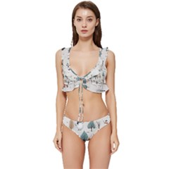 Snowman Snow Christmas Low Cut Ruffle Edge Bikini Set by Ravend