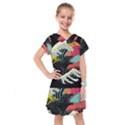 Retro Wave Kaiju Godzilla Japanese Pop Art Style Kids  Drop Waist Dress View1