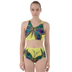 Butterfly Mosaic Yellow Colorful Racer Back Bikini Set by Amaryn4rt