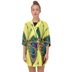 Butterfly Mosaic Yellow Colorful Half Sleeve Chiffon Kimono by Amaryn4rt