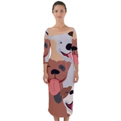 Dogs Pet Background Pack Terrier Quarter Sleeve Midi Bodycon Dress by Ravend