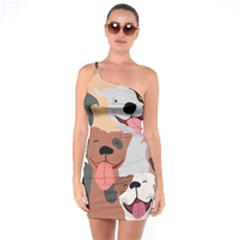 Dogs Pet Background Pack Terrier One Shoulder Ring Trim Bodycon Dress by Ravend