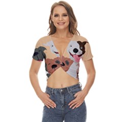 Dogs Pet Background Pack Terrier Twist Front Crop Top by Ravend