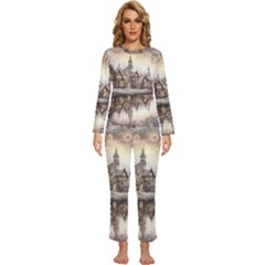 Building Landmark Womens  Long Sleeve Lightweight Pajamas Set